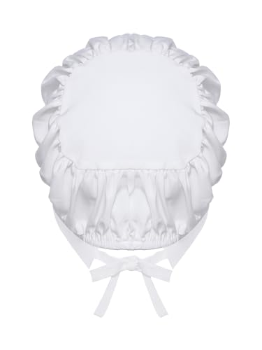 Yruioon Mädchen Mittelalterliche Haube Dienstmädchen Mütze Kolonial Pionier Haube Zubehör Für Hausmädchen Kleid B Weiß 110-116 von Yruioon