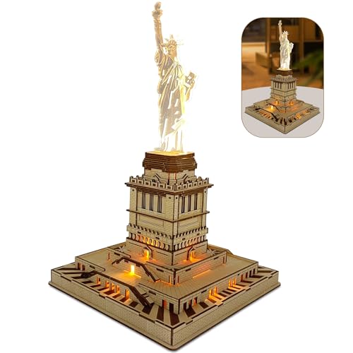 Ysityum 3D Holzpuzzle für Erwachsene - Freiheitsstatue Holzpuzzle Bausatz mit USB LED Licht, DIY Architektur BAU Handwerk Spielzeug Set Brain Teaser Geschenke für Kinder & Jugendliche (147PCS) von Ysityum