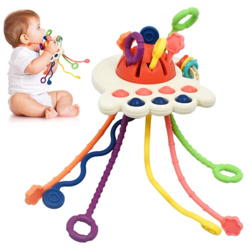 Montessori Spielzeug, Silikon Zugschnur Aktivitätsspielzeug Montessori Sensorik Spielzeug Stapelspielzeug Blöcken und Ringen Geschenk zur Entwicklung feinmotorischer Fähigkeiten für Babys Montessori Spielzeug, Silikon Zugschnur Aktivitätsspielzeug Montessori Sensorik Spielzeug Stapelspielzeug Blöcken und Ringen Geschenk zur Entwicklung feinmotorischer Fähigkeiten für Babys von YskerrigToy