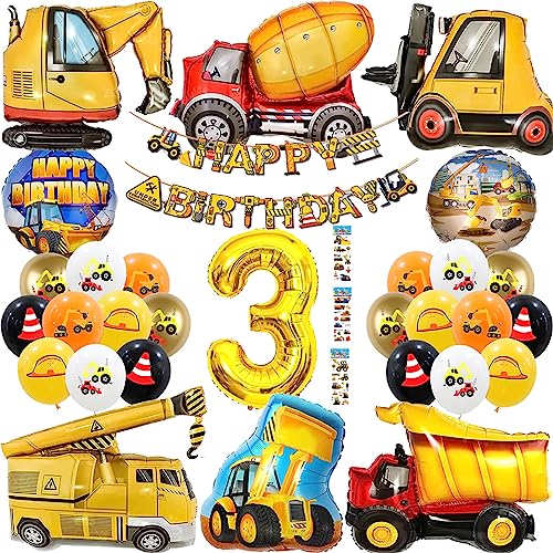 Yskmefun Bagger Kindergeburtstag Deko, Bagger Geburtstag Deko 3 jahre, Baustelle Geburtstag Deko, Junge Bagger Geburtstags party Dekoration, Bagger Ballon Folienballon von Yskmefun