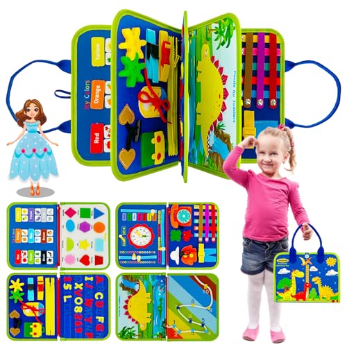 Ysneybbh Busy Board 8 in 1, Busy Board Montessori Spielzeug,Activity Board Motorikspielzeug, for Babies, Educational Toy Busy Book, 3, 4, 5 Years, Educational Toy (Dinosaur-Adventure) von Ysneybbh