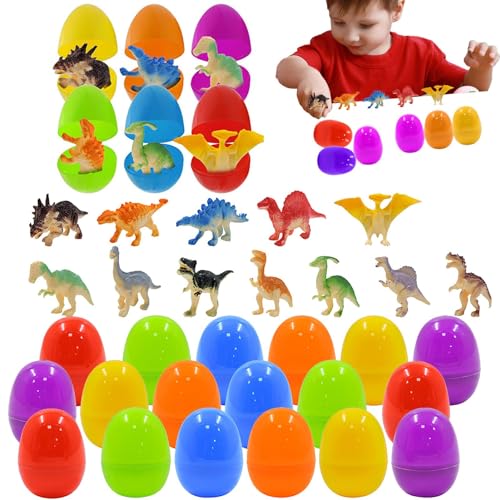 Ysvnlmjy Osterei-Dinosaurier-Eier-Spielzeug mit Dinosauriern im Inneren, Überraschungs-Ostereier gefüllt mit Dinosaurier-Figuren | 24 Überraschungseier für die Osterjagd, Goodie-Bag-Füller, körbc von Ysvnlmjy