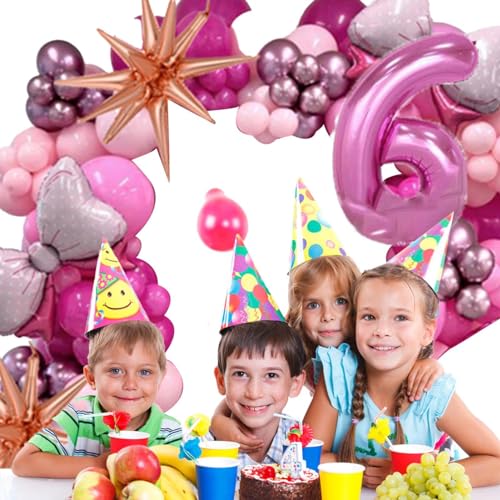 Ysvnlmjy Rosa Geburtstagsdekorationen, rosa Latexballons-Set | Schleifen-Zahlen-Geburtstagsdekorationen-Party-Set | Rosafarbene Rosen-Ballonschleife, Folien-Zahlen-Latex-Luftballons, von Ysvnlmjy
