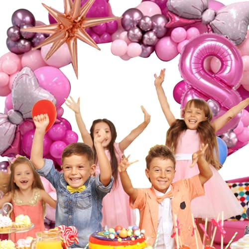 Ysvnlmjy Rosa Partyballons,Rosa Ballon-Geburtstagsparty-Set,Schleife Zahlen Geburtstagsdekorationen Latex Set | Geburtstagsparty-Set, Happy Birthday-Ballon-Party-Dekoration, rosa von Ysvnlmjy