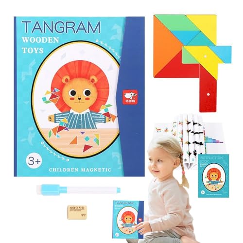 Tangram-Buch, Tangram-Buch für Kinder - Autospiel Magnetische Musterblöcke - Straßenflugzeugreise-Aktivitäten, Montessori-Lernspielzeug, Denksportaufgaben, Buch für Kinder im Alter von 4–8 von Ysvnlmjy
