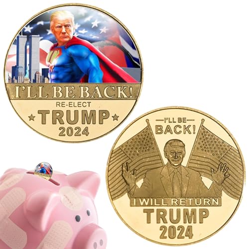 Ysvnlmjy Trump-Goldmünze,Vergoldete Münzen der Präsidentschaftskampagne von Trump Money | Gedenkmünzen 2024, Herausforderungsmünzen als Gedenkgeschenk, Heimdekoration, patriotische Sammlung von Ysvnlmjy