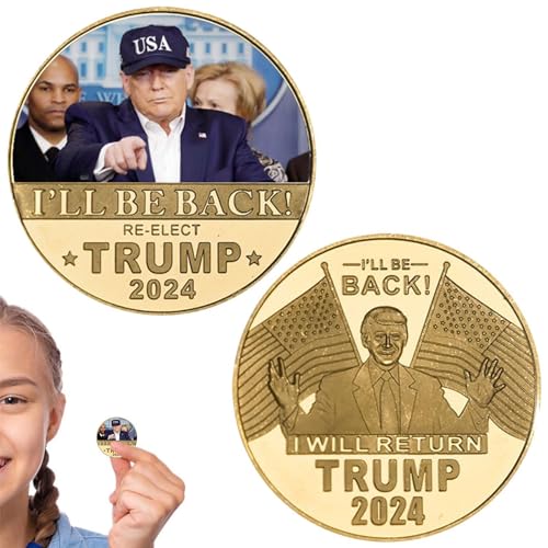 Ysvnlmjy Trump-Goldmünze - Vergoldete Gedenkmünzen für die Präsidentschaftskampagne 2024,Gedenkmünzen 2024, Goldmünzen als Sammlergeschenk, patriotische Sammlung, Münzsammlung, Heimdekoration von Ysvnlmjy