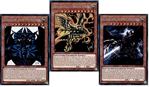 Yu-Gi-Oh! 3 Götterkarten Set TN19 Obelisk der Peiniger - Slifer der Himmelsdrache - Der Geflügelte Drache von Ra - Deutsch Alternative Art Secret Rare von Unbekannt