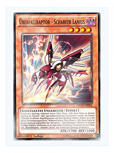 CROS-DE016 Überfallraptor - Scharfer Lanius 1. Auflage im Set mit original Gwindi Kartenschutzhülle CROS-DE016 Überfallraptor - Scharfer Lanius 1. Auflage im Set mit original Gwindi Kartenschutzhülle von Yu-Gi-Oh!