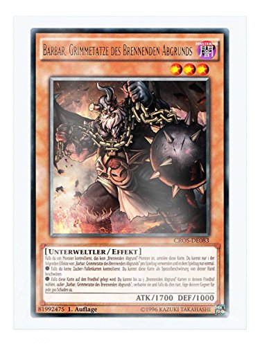 CROS-DE083 Barbar, Grimmetatze des Brennenden Abgrunds im Set mit original Gwindi Kartenschutzhülle von Yu-Gi-Oh!