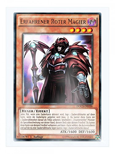 DOCS-DE036 Erfahrener Roter Magier 1. Auflage im Set mit original Gwindi Kartenschutzhülle von YU-GI-OH!