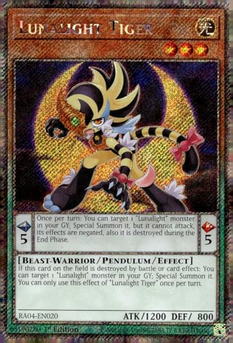 Lunalight Tiger (Platinum Secret Rare) – RA04-EN020 – Platinum Secret Rare – 1. Auflage von Yu-Gi-Oh!