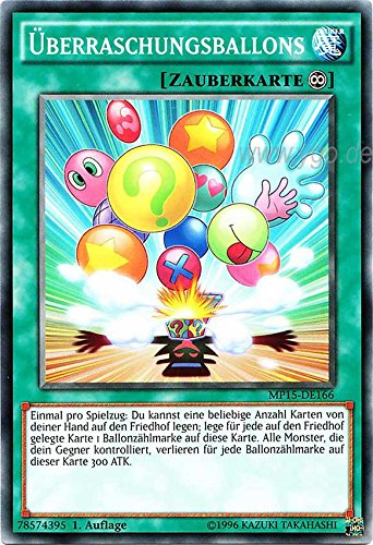 MP15-DE166 Überraschungsballons 1. Auflage im Set mit original Gwindi Kartenschutzhülle von Yu-Gi-Oh!