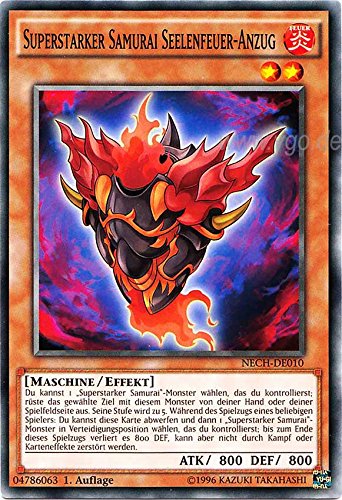 NECH-DE010 Superstarker Samurai Seelenfeuer-Anzug 1. Auflage im Set mit original Gwindi Kartenschutzhülle von Yu-Gi-Oh!