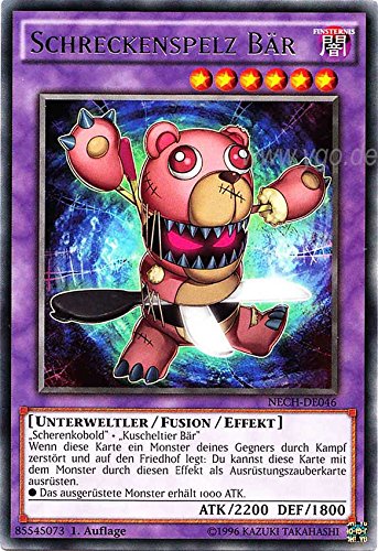 NECH-DE046 Schreckenspelz Bär 1. Auflage im Set mit original Gwindi Kartenschutzhülle von Yu Gi Oh