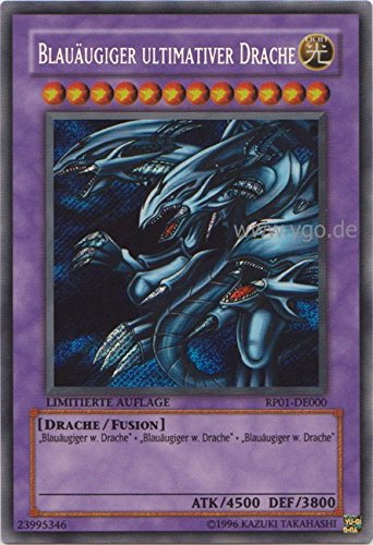 RP01-DE000 Blauäugiger Ultimativer Drache im Set mit original Gwindi Kartenschutzhülle RP01-DE000 Blauäugiger Ultimativer Drache im Set mit original Gwindi Kartenschutzhülle von Yu Gi Oh
