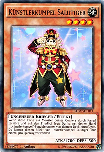 SDMP-DE011 Künstlerkumpel Salutiger 1. Auflage im Set mit original Gwindi Kartenschutzhülle von Yu-Gi-Oh!