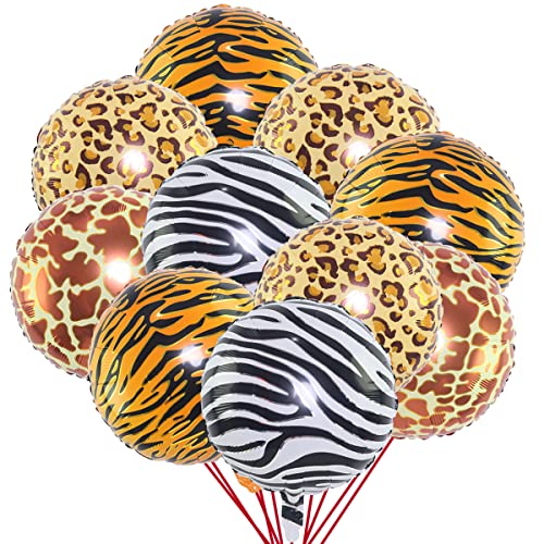 16 Stück Tierdruck Folien Ballons,Dschungel Luftballons,Gepard Luftballons,Urwald Tier Ballons,Gepard Rund Aluminium Ballon,für Safari Party Lieferungen Urwald Geburtstag Party Dekoration von YuChiSX