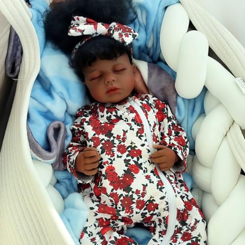 Lebensechte Neugeborene Reborn Babypuppen - Schwarzes Mädchen & Junge afrikanische Kleinkinder Pflegesets für Mädchen 3-12 Jahre alt - Realistische gewichtete Körper schlafende Babypuppen von YuDill