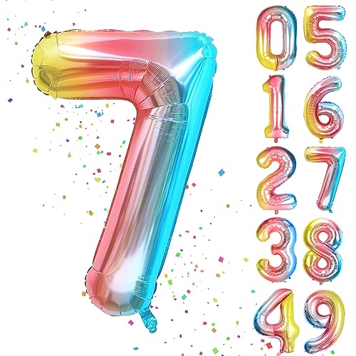 YuSaug Geburtstag Zahlen Luftballon, 40" Folienballon 0 to 9 Regenbogen Farbverlauf Helium Ballon, Folienballon 3 XXL Riesen Geburtstagsdeko Ballon Zahl Deko zum Geburtstag Fliegt mit Helium-7 YuSaug Geburtstag Zahlen Luftballon, 40" Folienballon 0 to 9 Regenbogen Farbverlauf Helium Ballon, Folienballon 3 XXL Riesen Geburtstagsdeko Ballon Zahl Deko zum Geburtstag Fliegt mit Helium-7 von YuSaug