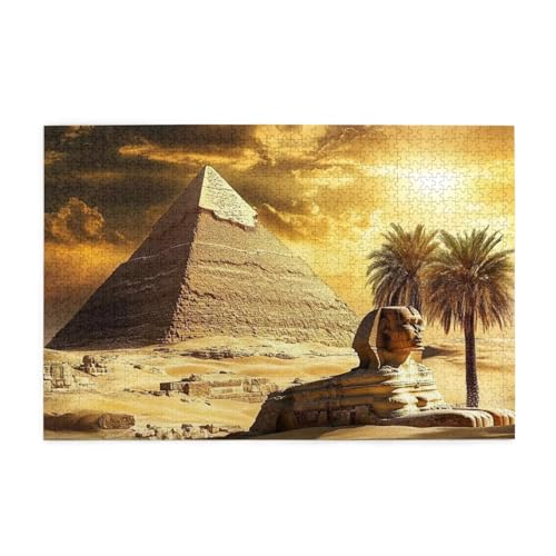Puzzle 1500 Teile, Puzzle Erwachsene, Holzpuzzle Ägypten Impossible Jigsaw, Clevere Rätsel, HD Farbe Jigsaw mit Geschenkbox Verpackung for Room Decor, Geschenke für Frauen Sphinx 87x57cm p-1156 von Yuammgxi