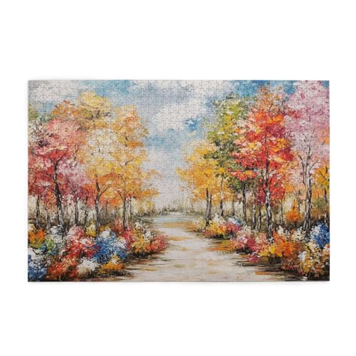 Puzzle 1500 Teile, Puzzle Erwachsene, Holzpuzzle Baum Impossible Jigsaw, Clevere Rätsel, HD Farbe Jigsaw mit Geschenkbox Verpackung for Aesthetic Room Decor, Geschenke für Frauen Retro 87x57cm p-1035 von Yuammgxi
