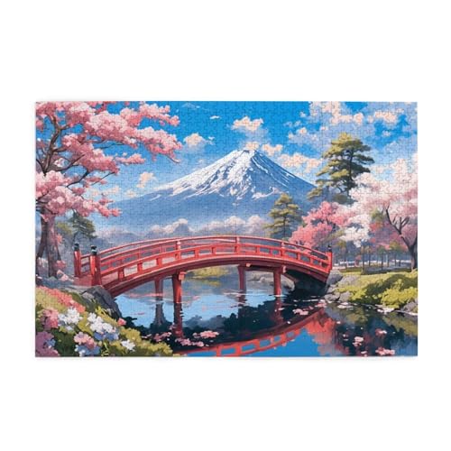 Puzzle 1500 Teile, Puzzle Erwachsene, Holzpuzzle Berg Impossible Jigsaw, Clevere Rätsel, HD Farbe Jigsaw mit Geschenkbox Verpackung for Aesthetic Room Decor, Geschenke für Frauen Japan 87x57cm p-900 von Yuammgxi