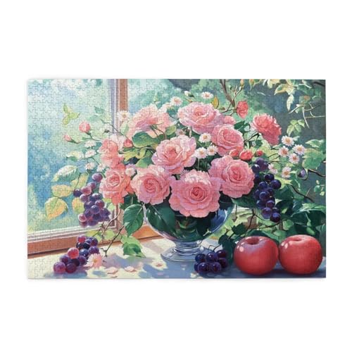 Puzzle 1500 Teile, Puzzle Erwachsene, Holzpuzzle Blume Impossible Jigsaw, Clevere Rätsel, HD Farbe Jigsaw mit Geschenkbox Verpackung for Aesthetic Room Decor, Geschenke für Frauen Essen 87x57cm p-1347 von Yuammgxi