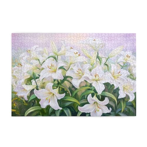 Puzzle 1500 Teile, Puzzle Erwachsene, Holzpuzzle Blume Impossible Jigsaw, Clevere Rätsel, HD Farbe Jigsaw mit Geschenkbox Verpackung for Aesthetic Room Decor, Geschenke für Frauen Lilie 87x57cm p-624 von Yuammgxi