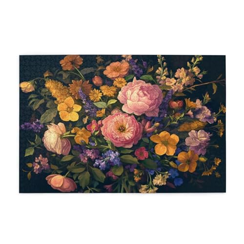 Puzzle 1500 Teile, Puzzle Erwachsene, Holzpuzzle Blume Impossible Jigsaw, Clevere Rätsel, HD Farbe Jigsaw mit Geschenkbox Verpackung for Aesthetic Room Decor, Geschenke für Frauen Rosa 87x57cm p-919 von Yuammgxi