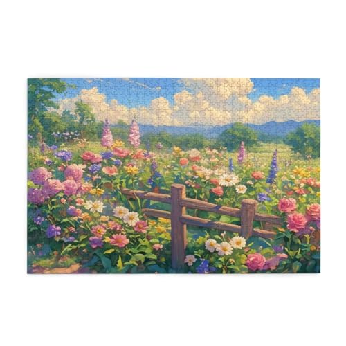 Puzzle 1500 Teile, Puzzle Erwachsene, Holzpuzzle Blume Impossible Jigsaw, Clevere Rätsel, HD Farbe Jigsaw mit Geschenkbox Verpackung for Room Decor, Geschenke für Frauen Bauernhof 87x57cm p-1045 von Yuammgxi