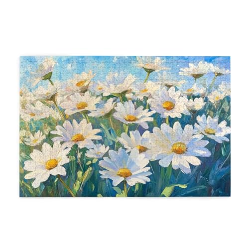Puzzle 1500 Teile, Puzzle Erwachsene, Holzpuzzle Blume Impossible Jigsaw, Clevere Rätsel, HD Farbe Jigsaw mit Geschenkbox Verpackung for Room Decor, Geschenke für Frauen Gänseblümchen 87x57cm p-687 von Yuammgxi