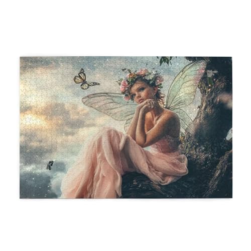Puzzle 1500 Teile, Puzzle Erwachsene, Holzpuzzle Engel Impossible Jigsaw, Clevere Rätsel, HD Farbe Jigsaw mit Geschenkbox Verpackung for Room Decor, Geschenke für Frauen Schmetterling 87x57cm p-1445 von Yuammgxi