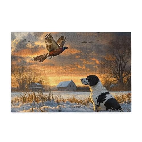 Puzzle 1500 Teile, Puzzle Erwachsene, Holzpuzzle Hund Impossible Jigsaw, Clevere Rätsel, HD Farbe Jigsaw mit Geschenkbox Verpackung for Aesthetic Room Decor, Geschenke für Frauen Adler 87x57cm p-522 von Yuammgxi