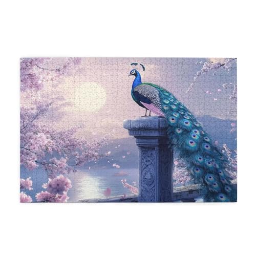Puzzle 1500 Teile, Puzzle Erwachsene, Holzpuzzle Japan Impossible Jigsaw, Clevere Rätsel, HD Farbe Jigsaw mit Geschenkbox Verpackung for Aesthetic Room Decor, Geschenke für Frauen Pfau 87x57cm p-586 von Yuammgxi
