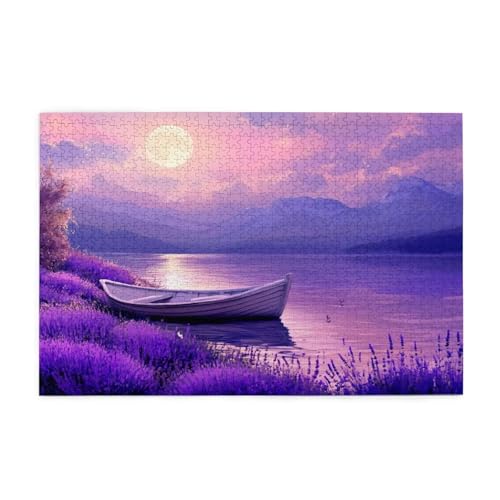 Puzzle 1500 Teile, Puzzle Erwachsene, Holzpuzzle Landschaft Impossible Jigsaw, Clevere Rätsel, HD Farbe Jigsaw mit Geschenkbox Verpackung for Room Decor, Geschenke für Frauen Boot 87x57cm p-500 von Yuammgxi