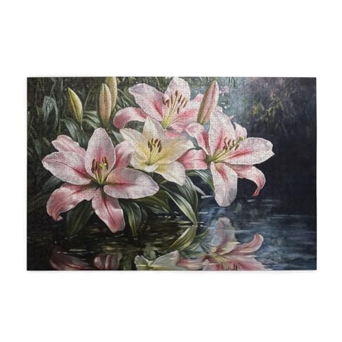 Puzzle 1500 Teile, Puzzle Erwachsene, Holzpuzzle Landschaft Impossible Jigsaw, Clevere Rätsel, HD Farbe Jigsaw mit Geschenkbox Verpackung for Room Decor, Geschenke für Frauen Lilie 87x57cm p-155 von Yuammgxi