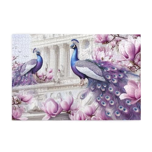 Puzzle 1500 Teile, Puzzle Erwachsene, Holzpuzzle Pfau Impossible Jigsaw, Clevere Rätsel, HD Farbe Jigsaw mit Geschenkbox Verpackung for Room Decor, Geschenke für Frauen Magnolie 87x57cm p-1438 von Yuammgxi