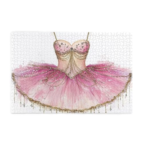 Puzzle 1500 Teile, Puzzle Erwachsene, Holzpuzzle Rosa Impossible Jigsaw, Clevere Rätsel, HD Farbe Jigsaw mit Geschenkbox Verpackung for Aesthetic Room Decor, Geschenke für Frauen Kleid 87x57cm p-258 von Yuammgxi
