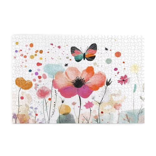 Puzzle 1500 Teile, Puzzle Erwachsene, Holzpuzzle Schmetterling Impossible Jigsaw, Clevere Rätsel, Farbe Jigsaw Geschenkbox Verpackung for Room Decor, Geschenke für Frauen Wilde Blumen 87x57cm p-1340 von Yuammgxi