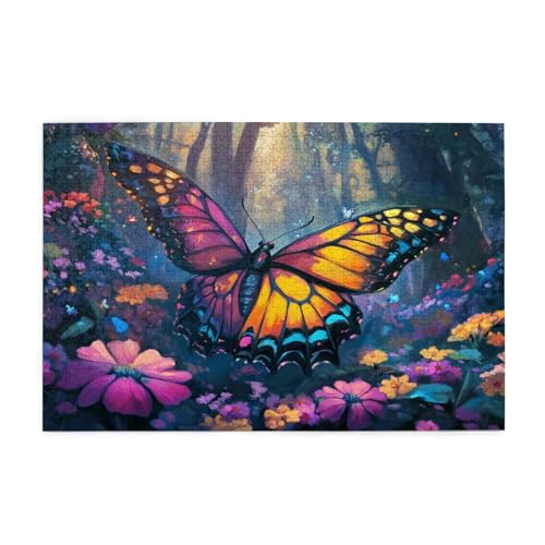 Puzzle 1500 Teile, Puzzle Erwachsene, Holzpuzzle Schmetterling Impossible Jigsaw, Clevere Rätsel, Farbe Jigsaw Geschenkbox Verpackung for Room Decor, Geschenke für Frauen Wilde Blumen 87x57cm p-832 von Yuammgxi