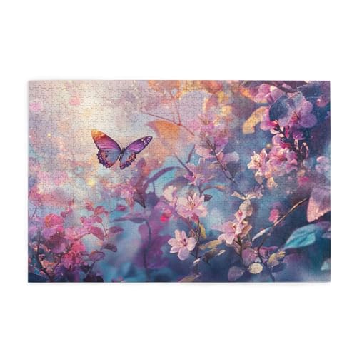 Puzzle 1500 Teile, Puzzle Erwachsene, Holzpuzzle Schmetterling Impossible Jigsaw, Clevere Rätsel, HD Farbe Jigsaw mit Geschenkbox Verpackung for Room Decor, Geschenke für Frauen Anlage 87x57cm p-1326 von Yuammgxi