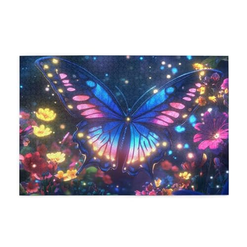 Puzzle 1500 Teile, Puzzle Erwachsene, Holzpuzzle Schmetterling Impossible Jigsaw, Clevere Rätsel, HD Farbe Jigsaw mit Geschenkbox Verpackung for Room Decor, Geschenke für Frauen Fantasie 87x57cm p-506 von Yuammgxi