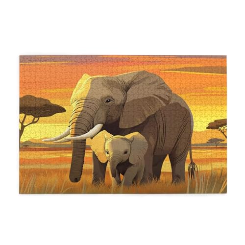 Puzzle 1500 Teile, Puzzle Erwachsene, Holzpuzzle Tier Impossible Jigsaw, Clevere Rätsel, HD Farbe Jigsaw mit Geschenkbox Verpackung for Aesthetic Room Decor, Geschenke für Frauen Elefant 87x57cm p-362 von Yuammgxi