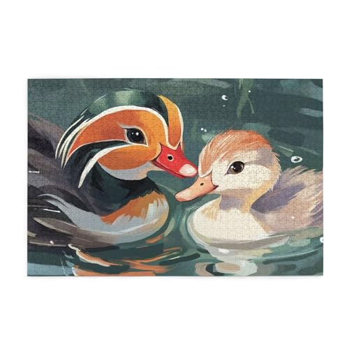 Puzzle 1500 Teile, Puzzle Erwachsene, Holzpuzzle Tier Impossible Jigsaw, Clevere Rätsel, HD Farbe Jigsaw mit Geschenkbox Verpackung for Aesthetic Room Decor, Geschenke für Frauen Ente 87x57cm p-1373 von Yuammgxi