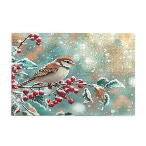 Puzzle 1500 Teile, Puzzle Erwachsene, Holzpuzzle Vogel Impossible Jigsaw, Clevere Rätsel, HD Farbe Jigsaw mit Geschenkbox Verpackung for Aesthetic Room Decor, Geschenke für Frauen Winter 87x57cm p-534 von Yuammgxi