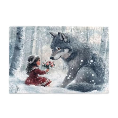 Puzzle 1500 Teile, Puzzle Erwachsene, Holzpuzzle Wolf Impossible Jigsaw, Clevere Rätsel, HD Farbe Jigsaw mit Geschenkbox Verpackung for Aesthetic Room Decor, Geschenke für Frauen Engel 87x57cm p-73 von Yuammgxi