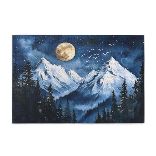 Puzzle 2000 Teile, Puzzle Erwachsene, Holzpuzzle Berg Impossible Jigsaw, Clevere Rätsel, HD Farbe Jigsaw mit Geschenkbox Verpackung for Aesthetic Room Decor, Geschenke für Frauen Mond 100x70cm p-251 von Yuammgxi