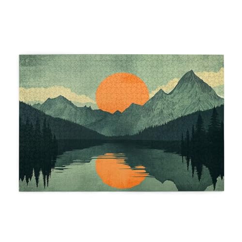 Puzzle 2000 Teile, Puzzle Erwachsene, Holzpuzzle Berg Impossible Jigsaw, Clevere Rätsel, HD Farbe Jigsaw mit Geschenkbox Verpackung for Room Decor, Geschenke für Frauen Sonnenuntergang 100x70cm p-645 von Yuammgxi