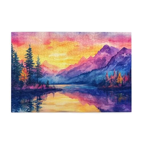 Puzzle 2000 Teile, Puzzle Erwachsene, Holzpuzzle Berg Impossible Jigsaw, Clevere Rätsel, HD Farbe Jigsaw mit Geschenkbox Verpackung for Room Decor, Geschenke für Frauen Sonnenuntergang 100x70cm p-795 von Yuammgxi